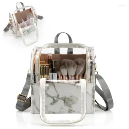Cosmetic Bags PVC Marble Pattern Women Bag Partition Makeup Brush Storage Case Female Portable Transparent Travel Toiletry Organiser