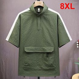 Men's Casual Shirts Summer Short Sleeve Men Plus Size 8XL Fashion Pocket Design Shirt Big