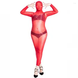 Casual Dresses Sexy 8D Glossy Full Cover Long Dress Oil Shiny Sheer Body Stocking Women Bodycon See Through Silk Bodyhose Candy Colour F38