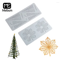 Baking Moulds Meibum Christmas Tree And Leaf Design Lace Mat Sugar Craft Silicone Pad Chocolate Decorating Cake Moulds Dessert Tools