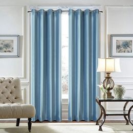 Curtain 566-Simple Solid Colour Blackout Spliced Curtains