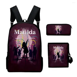 Backpack Roald Dahl's Matilda The Musical 3D Print 3pcs/Set Pupil School Bags Laptop Daypack Inclined Shoulder Bag Pencil Case