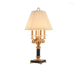 Table Lamps DINGFAN French Style Bedroom Living Room Interior Luxury Decoration Jade Base Brass Led Lamp