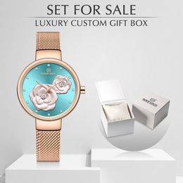 New NAVIFORCE Rose Gold Women Watches Dress Quartz Watch Ladies with Luxury Box Female Wrist Watch Girl Clock Set for Sale 192b