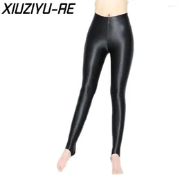 Women's Swimwear XIUZIYU-AE Step On Leggings Oil Shiny Glossy Silk Smooth Tight Fit Beauty Outwear Elastic Pants Fitness Yoga