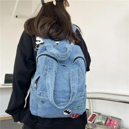 Backpack Fashion Denim Women Retro Travel Bagpack Large Capacity Backbag College Student School Bags For Teenager Girls And Boys