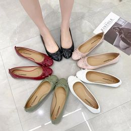 Flat Shoe Ballerinas Round Toe Bowtie Slip on Ballet Flats Lazy Loafers Moccasins Ladies Casual Shoes 2023 240516