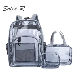 Backpack Female Schoolbag Transparent PVC Waterproof Back Pack Fashion Personality Male High School Students Jelly