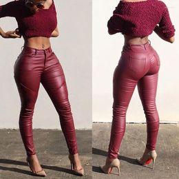 Women's Pants Sexy Ladies Leather Skinny High Waist Leggings Stretchy Pencil Trousers Women PU Pant