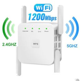 Routers 5Ghz Wireless Wifi Repeater 1200Mbps Router Booster 2.4G Long Range Extender 5G Signal Amplifier 221019 Drop Delivery Comput C Otone