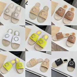 Designer Sandals Women Platform Slippers Straw Fashion Raffia Black White Casual Pool Sliders Beach Shoes Size 35-42 568