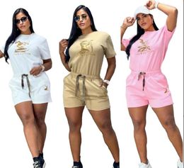 Summer new designer Women's Tracksuits T-shirt shorts 2 Piece Set Luxury brand Suit Casual sports Suit J2995