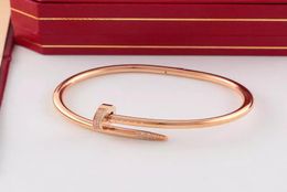 2020 Luxury Jewellery bangle Brand Classic Designer Gold Inlay Diamond Nail Cuff Bracelet Women Men Gift2340186