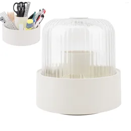 Storage Boxes Cosmetic Office Gift Makeup Brush Holder Pen Container 360 Rotating 5 Compartments Stylish Bathroom With Lid Bedroom Vanity