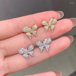 Stud Earrings White Butterfly Zirconia Women's Party Trendy Fashion Single Shiny Crystal Jewellery Set Anniversary Surprise