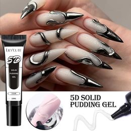 LYCUTE 10ml 5D Solid Pudding Nail Gel Translucent Korean Style Liner Emboss Painting Texture Art Decoration 240510