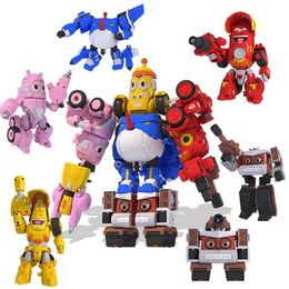 Transformation toys Robots 5pcs/set High Quality ABS Fun Larva Transformation Toys Action Figures Deformation Car Mode and Mecha Mode for Birthday Gift Y240523
