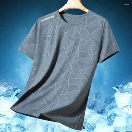 Men's T Shirts Men Quick-drying T-shirt Summer Ice Silk Short Sleeves Plus Size O Neck Lightweight High Elasticity