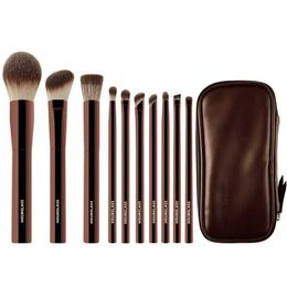 Makeup Brushes 10 pieces/set hourglass makeup brush powder eye shadow dome cream makeup brush sticky angle eye shadow brush with cosmetic bag Q240522