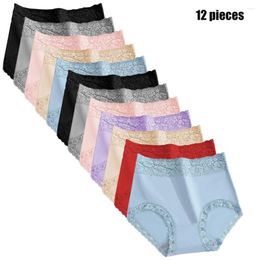 Women's Panties 12PCS High Quality Cotton Underwear Waist Lace Resilient Soft Briefs Abdomen In Slimming Lingerie