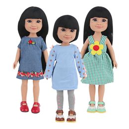Dolls 14 inch clothing doll 35 cm long black hair smooth doll large shiny brown eyes high-quality enamel doll gift S2452307