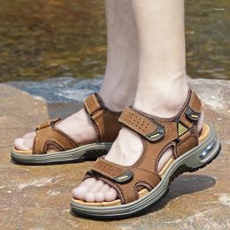 Sandals Brand Men's Summer Leather Luxury Outdoor Men Beach Shoes Rome Comfortable Large Size Casual