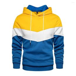 Men's Hoodies Fashion Patchwork Hoodie Outdoor Casual Sportswear Street Fleece Thermal Pocket Hooded Sweatshirt Fall Winter Black