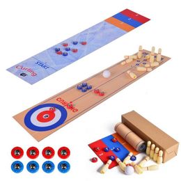 Attività di giochi all'aperto portatili 3 in 1 tavolo top shuffleboard curling e bowling set familiari giochi per bambini adulti interni outdoo vapv