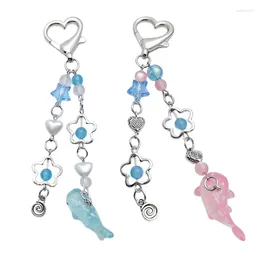 Keychains Fast Reach Women Star Whale Crystal Beaded Keyring Valentines Day Gift Bag Car Ornament