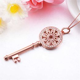 Designer's Brand Key 925 Sterling Silver Necklace for Womens Light Luxury Fashion with Diamond Inlay Small Hollow Design Clawbone Pendant Jewelry Gift