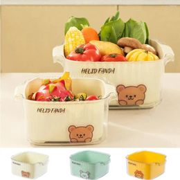 Storage Bottles Plastic Double Layer Box Cute With Drainage Thickened Vegetable Drain Basket Dustproof Food Home