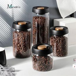 Storage Bottles Coffee Beans Vacuum Sealed Tank Transparent Glass Food Jars Household Moisture-proof Air Extraction Airtight Container