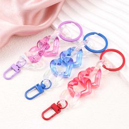 Handmade Colourful Keychains Acrylic Heart Transparent Plastic Link Key Rings For Women Men Handbag Decoration Friendship Gift