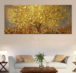 Trees with Golden Yellow Leaves Landscape Oil Painting on Canvas Modern Abstract Wall Art Pictures Home Decor Gifts Wall Decoratio6605679