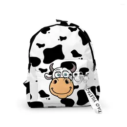 Backpack Fashion Dairy Cow Notebook Backpacks Boys/Girls Pupil School Bags 3D Print Keychains Oxford Waterproof Cute Small