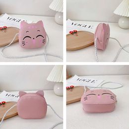 New Outdoor Kids Shoulder Bag PU Leather Cartoon Girls Princess Handbag Cute Cat Travel Baby Mini Coin Purse Messenger Bags