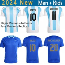 2024 Mesh National Team Soccer Jerseys MESSIS Fans Authentic Player Jersey Top MAC ALLISTER DYBALA DI MARIA MARTINEZ DE PAUL MARADONA Kids Men Women Football Kits