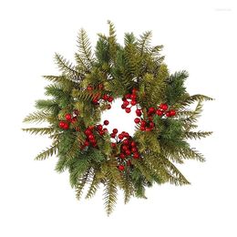 Decorative Flowers Artificial Christmas Wreath Front Door With Lights Hanging Red Berry Xmas Wall Window Decorations