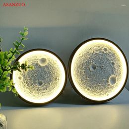 Wall Lamp Creative Moon Shadow Lamps LED Indoor Lighting Fixtures Decor Dining Living Room Bedroom Round Resin Sconce Luminaires