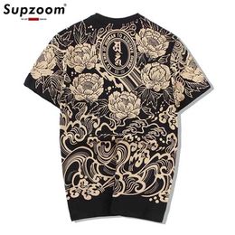 Men's T-Shirts Supzoom New Arrival Top Fashion Homme Print O-neck Cotton Hip Hop Popular Summer Lotus Tattoo Short Casual Tshirts Men J240522