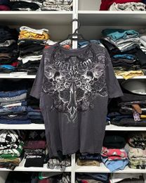 Y2k T shirt Mens Harajuku Hip Hop Skull Graphic Round Neck Oversized Short Sleeved Tops Gothic Clothing Streetwear 240516