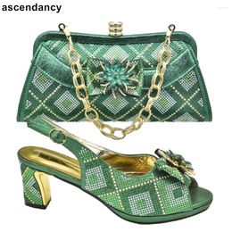 Dress Shoes African Women Party Pumps Italian And Bag Set For Wedding Sales In Elegant Crystal Matching