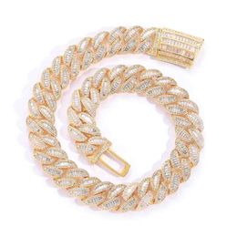 2024New Hip Hop Jewelry Shiny 20mm Chunky Cuban Chain 5a Cz Diamond with Gold Plating Choker Halsband för män