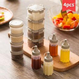 Storage Bottles 4pcs Mini Sauce Squeeze Bottle Plastic Seasoning Box Salad Dressing Containers Outdoor Portable Barbecue Spice Jar Kitchen