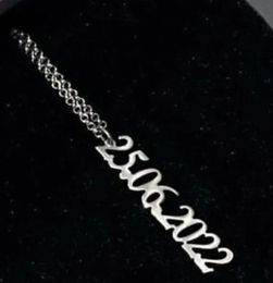 DOREMI Gift Jewelry Personalized Necklace Custom Name Plain Metal Stainless Steel Date Necklace 240523