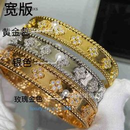 Classic Fashion Charm Van Bracelet Clover High Edition Kaleidoscope Narrow Bracelet Women's Gold Plated 18K Rose Buckle Full StarsDYNQ3UT4