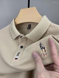 Men's Polos 2024 Summer Men Solid Polo Shirts Embroidery Business Casual T Shirt Male Fashion Short Sleeve Cotton Tops