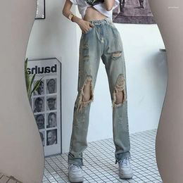 Women's Jeans 2024 Women's Style In Spring And Summer Retro Sense Of Design Hole High Waist Loose Comfortable