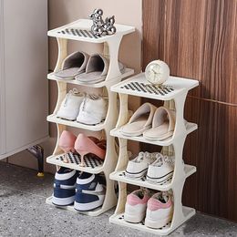 Household Dormitory Multilayer Sewn Checkerboard Shoe Storage Rack 240522