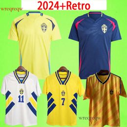 2024 2025 Sweden IBRAHIMOVIC soccer Jerseys 1988 1994 Retro KALLSTROM Home Away Football Shirt National Team LARSSON DAHLIN BROLIN 24 25 Uniforms Men kit MARCUS